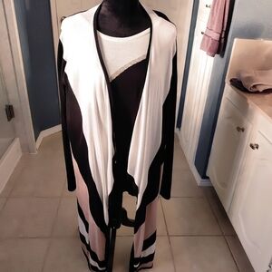 NWOT Midnight Velvet Sweater set in black/white & Tan. Size 12 shirt, L sweater.